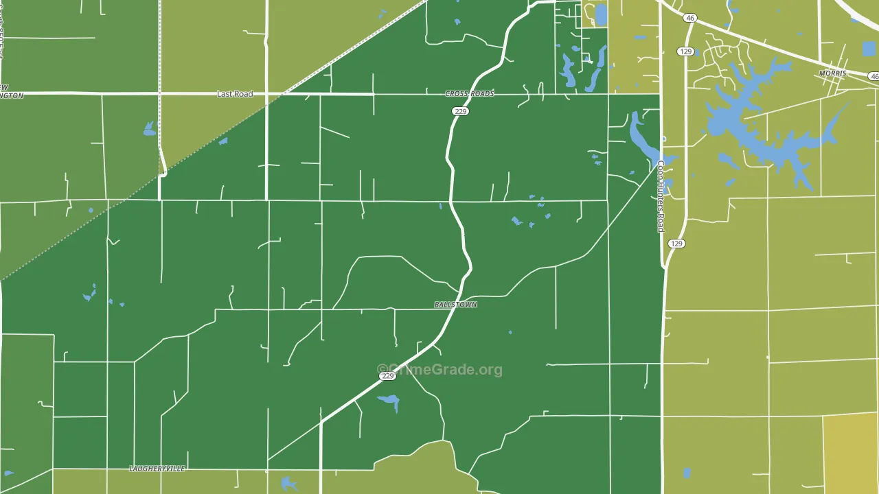 Cross Roads, IN Map of Theft Rates