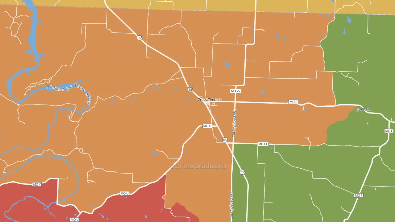 Cross Timbers, MO Map of Theft Rates