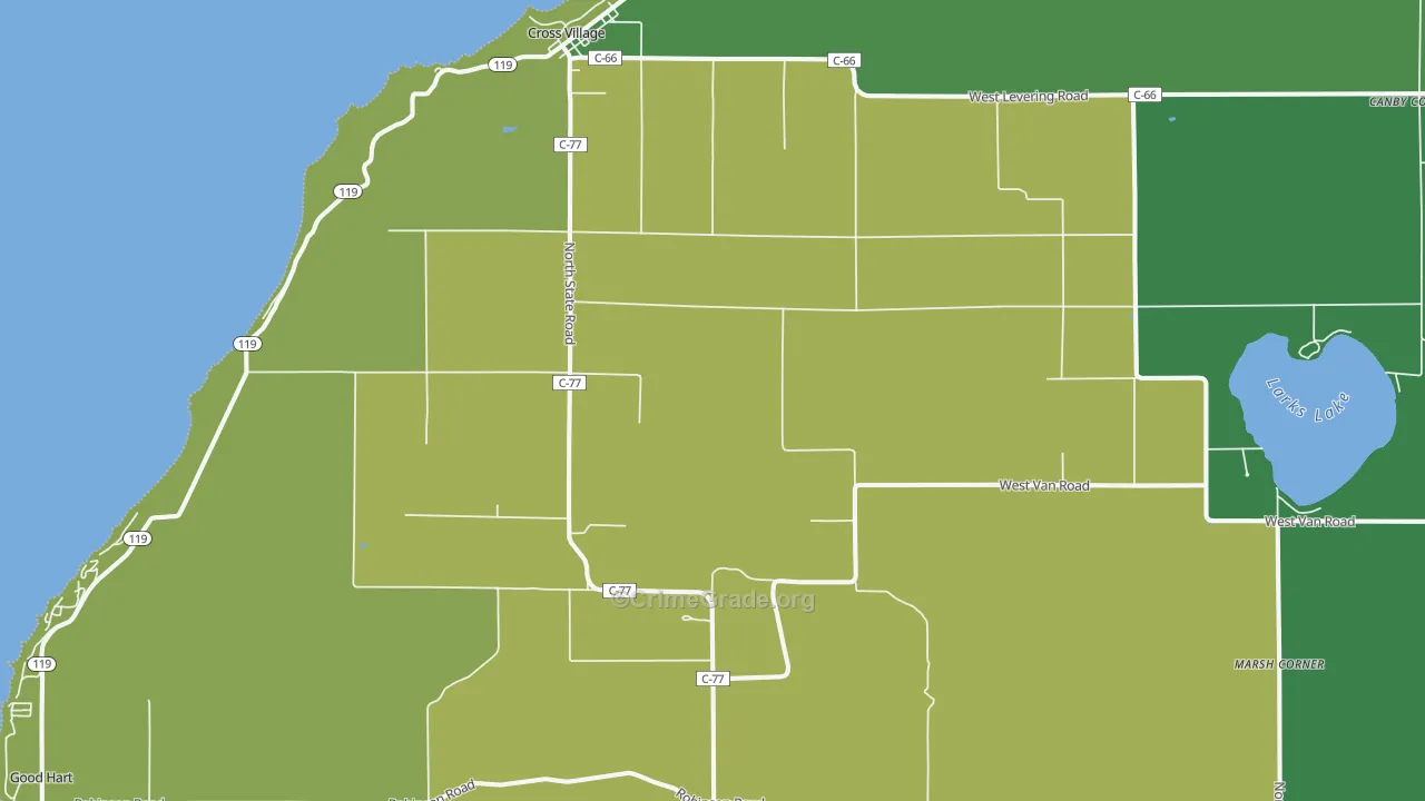 Cross Village, MI Map of Theft Rates