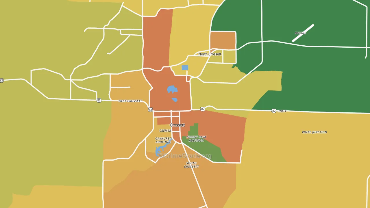 Crossett, AR Map of Theft Rates