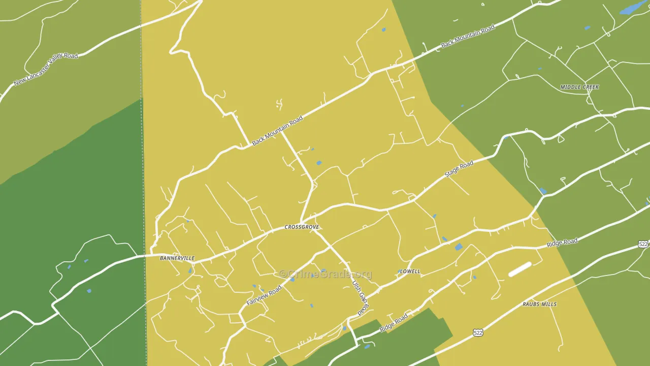 Crossgrove, PA Map of Theft Rates