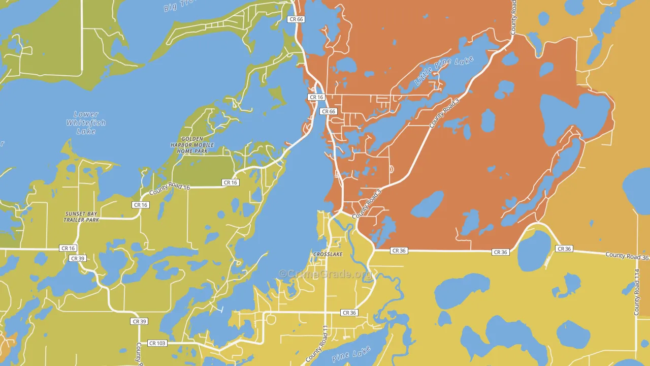 Crosslake, MN Map of Theft Rates