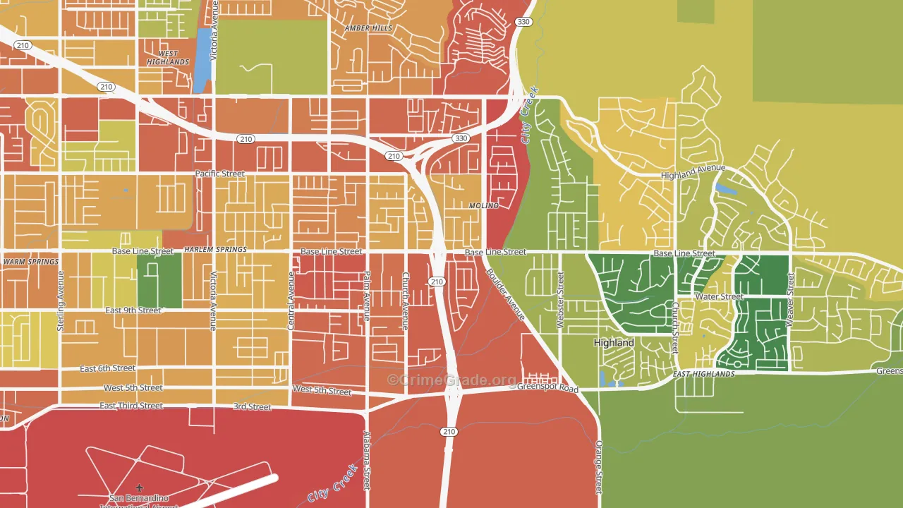 Crossroads, Highland, CA Map of Theft Rates