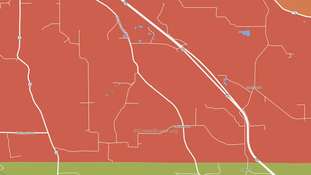 Crossroads, IL Map of Theft Rates