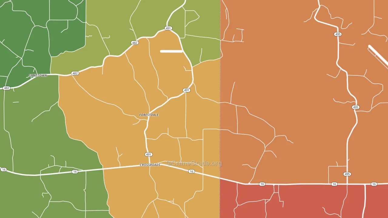 Crossroads, MS Map of Theft Rates