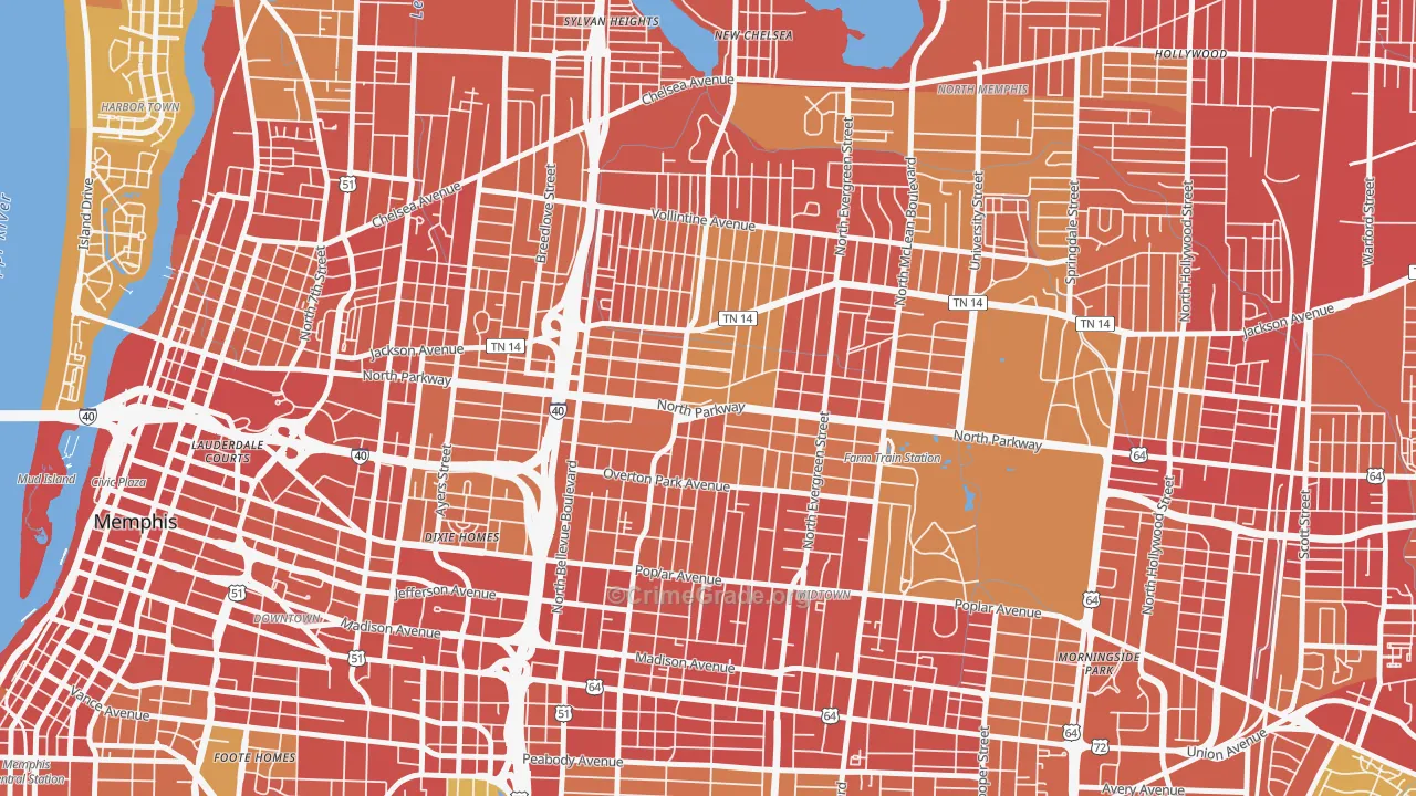 Crosstown, Memphis, TN Map of Theft Rates