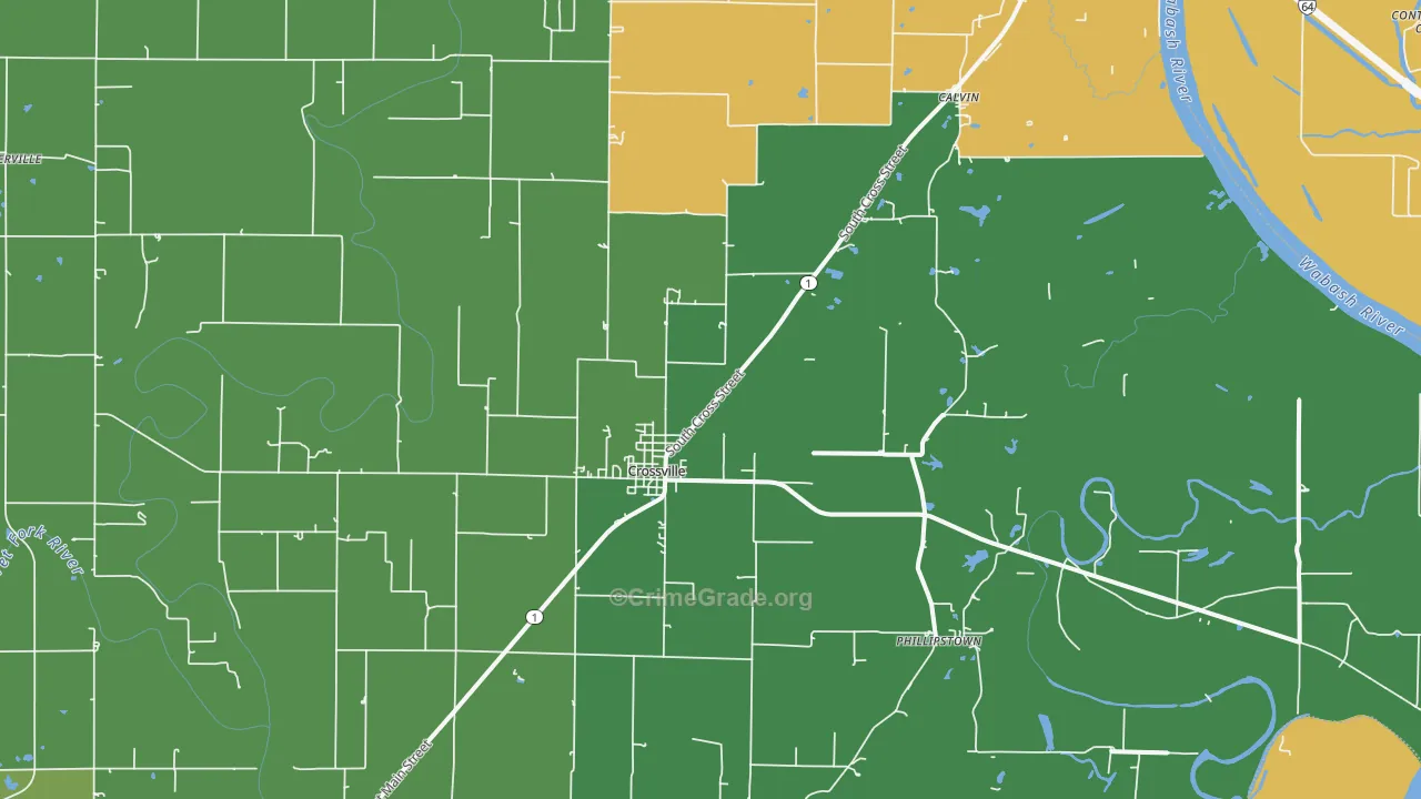 Crossville, IL Map of Theft Rates