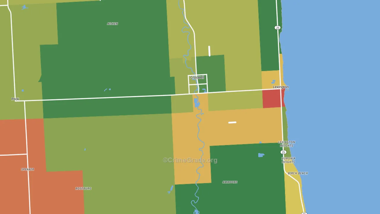 Croswell, MI Map of Theft Rates
