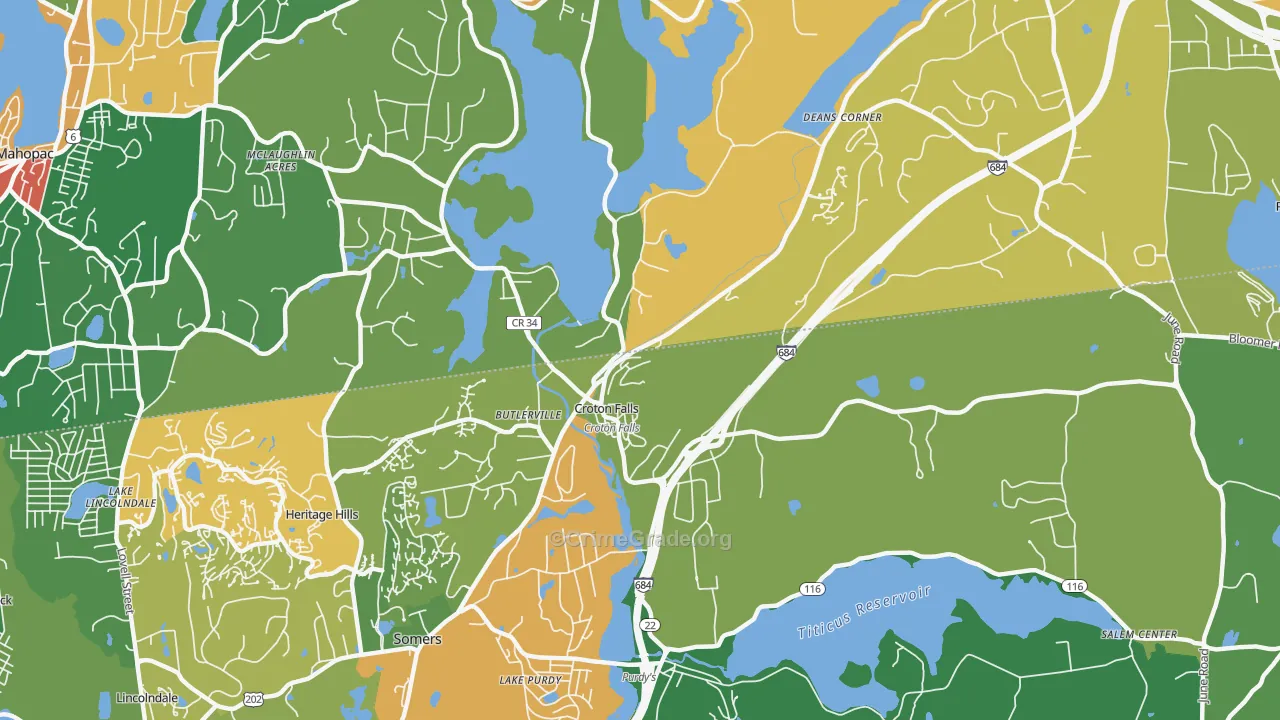 Croton Falls, NY Map of Theft Rates