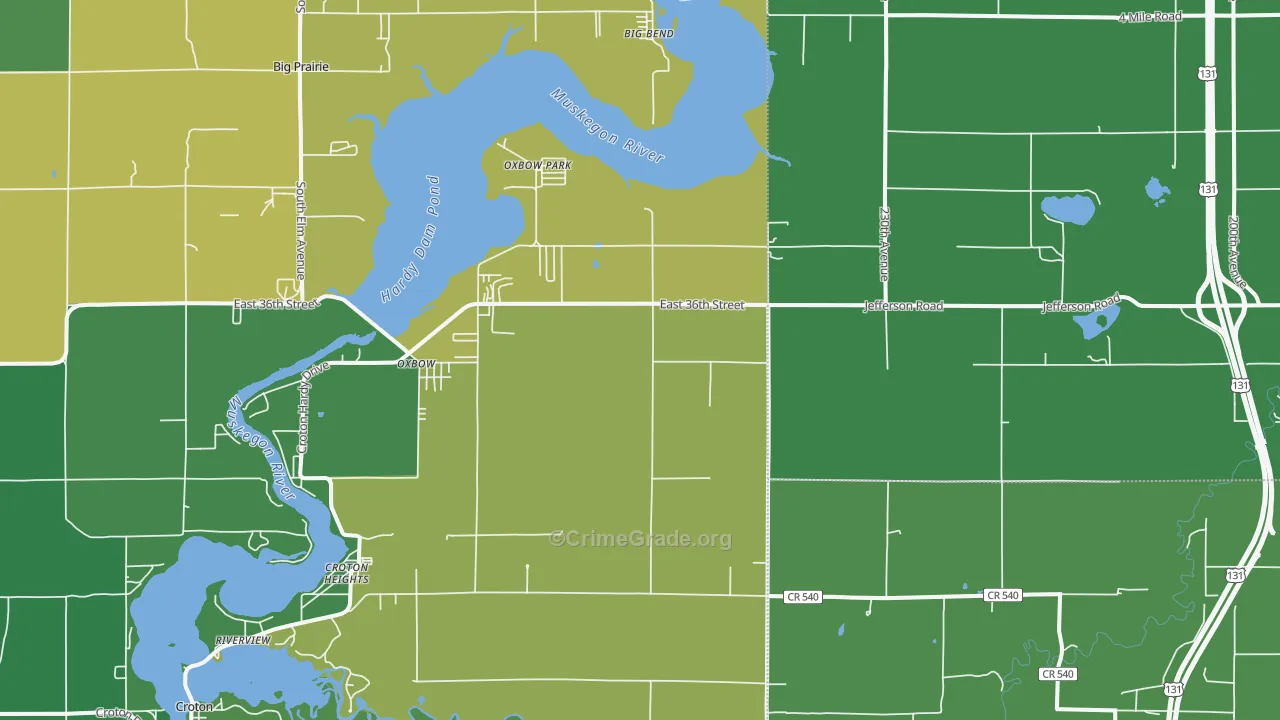 Croton Heights, MI Map of Theft Rates