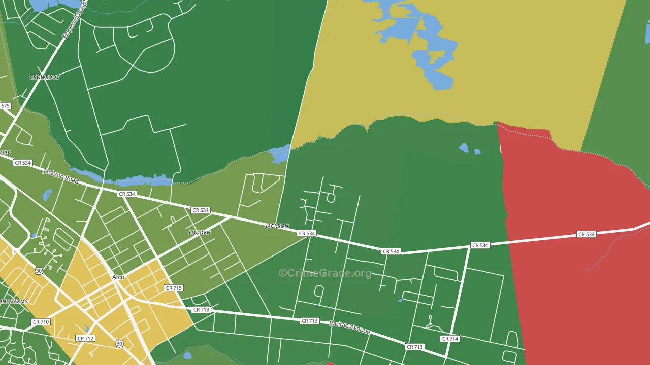 Crowfoot, NJ Map of Theft Rates