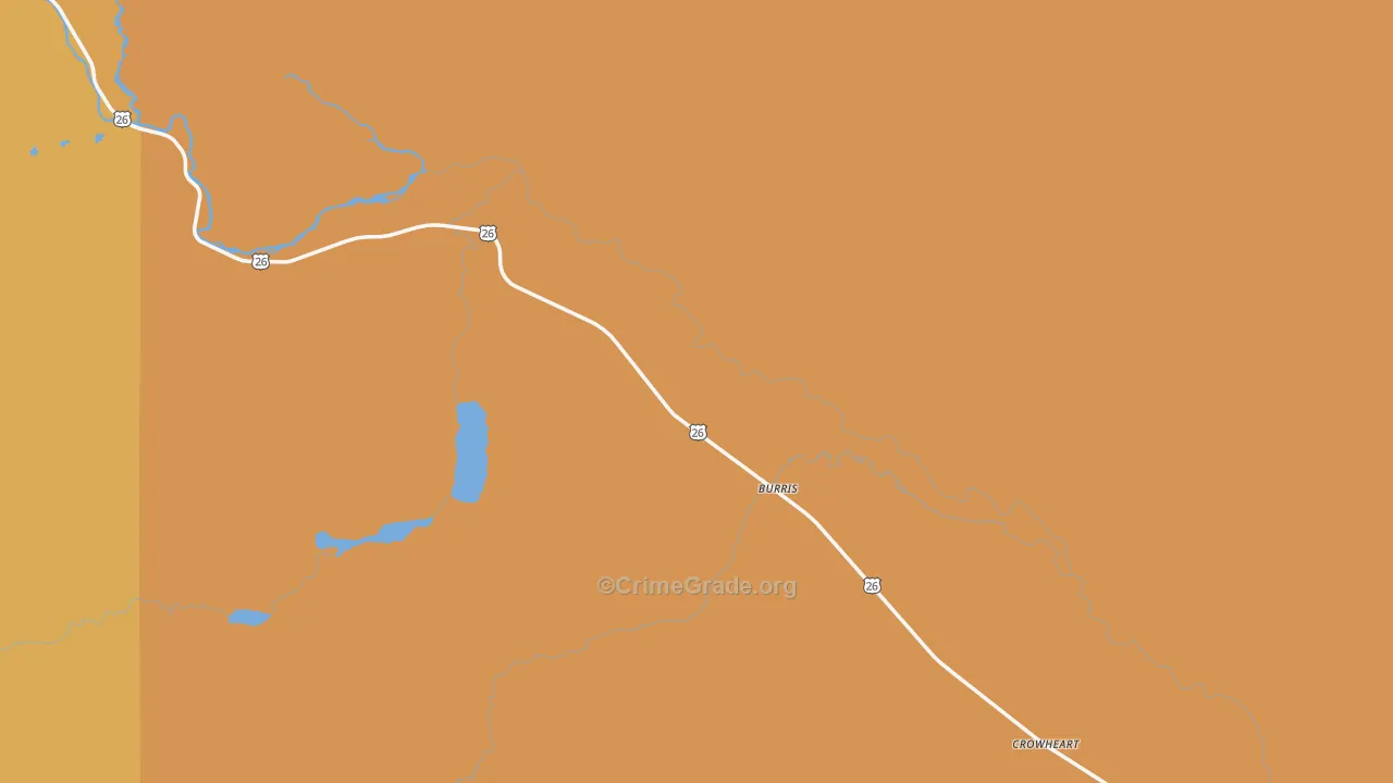 Crowheart, WY Map of Theft Rates