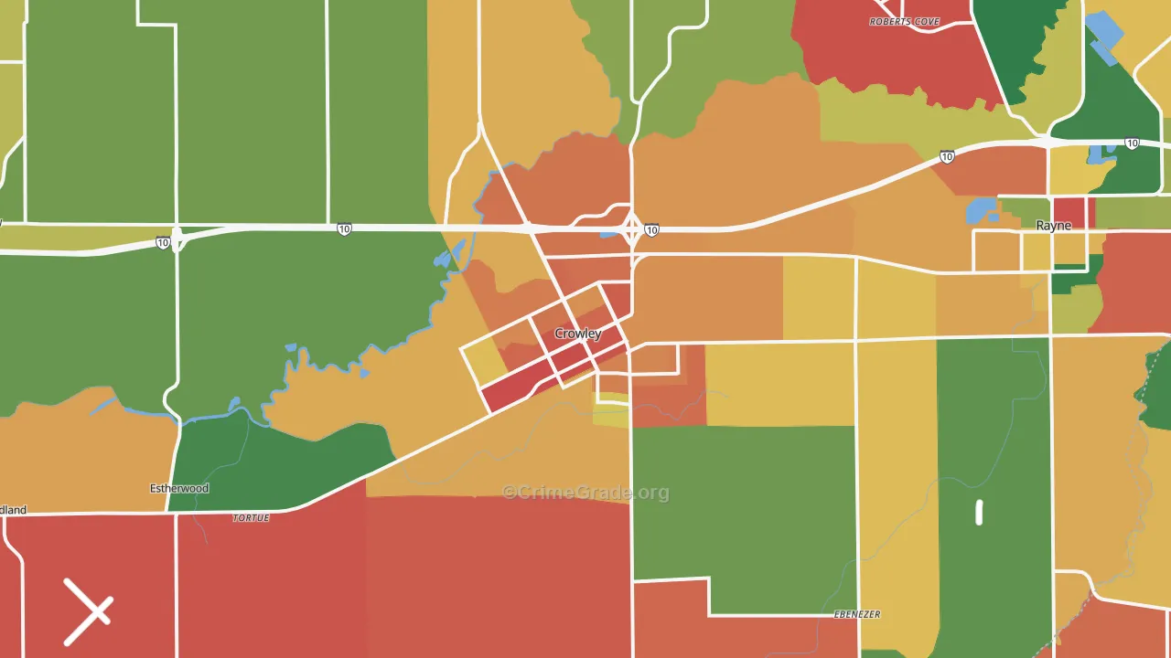 Crowley, LA Map of Theft Rates