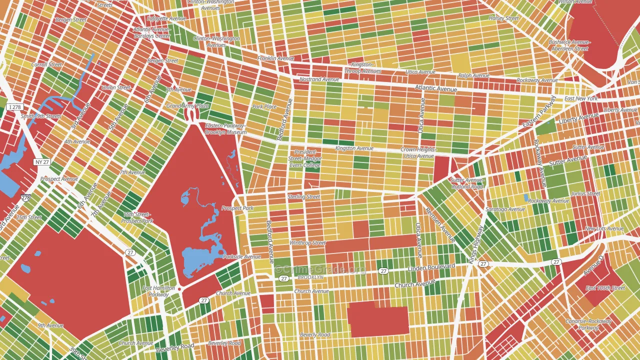 Crown Heights, Brooklyn, NY Map of Theft Rates