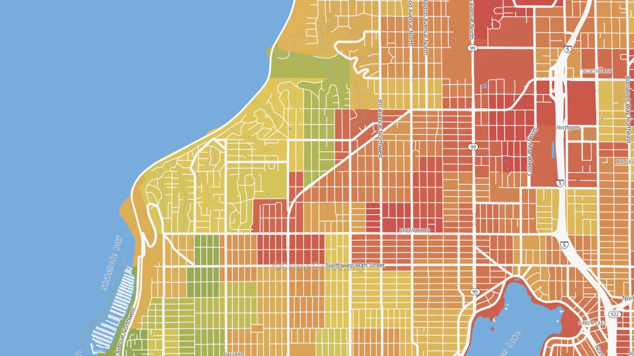 Crown Hill, Seattle, WA Map of Theft Rates