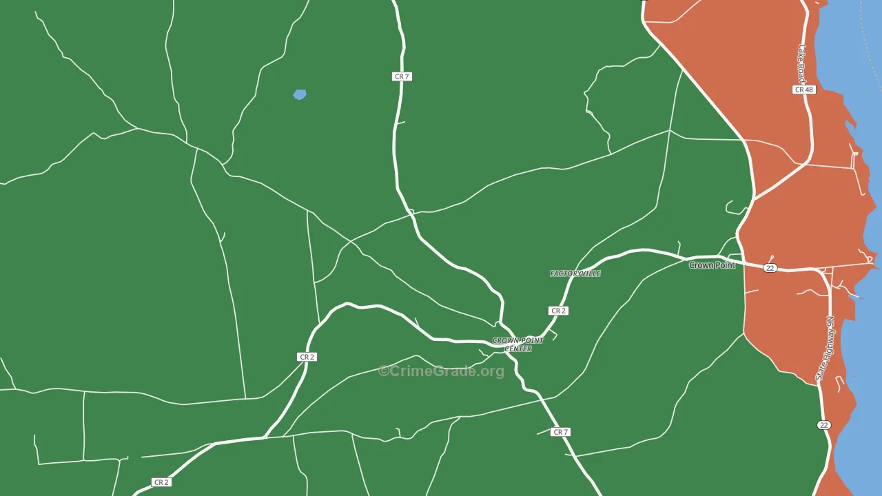 Crown Point Center, NY Map of Theft Rates