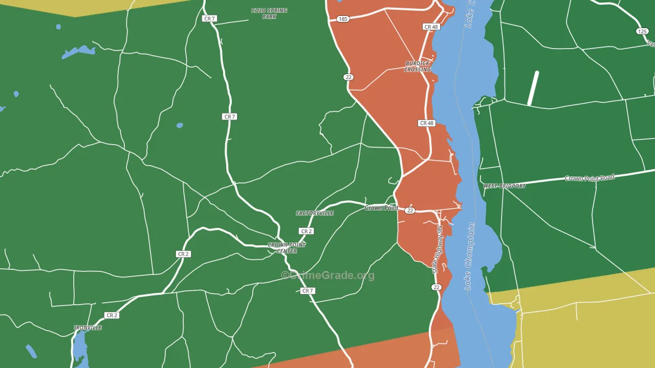 Crown Point, NY Map of Theft Rates