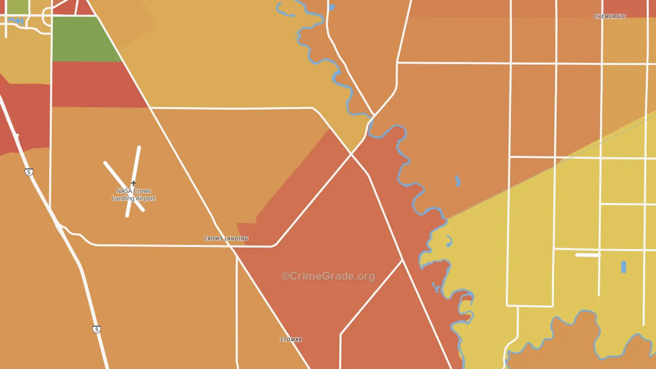 Crows Landing, CA Map of Theft Rates