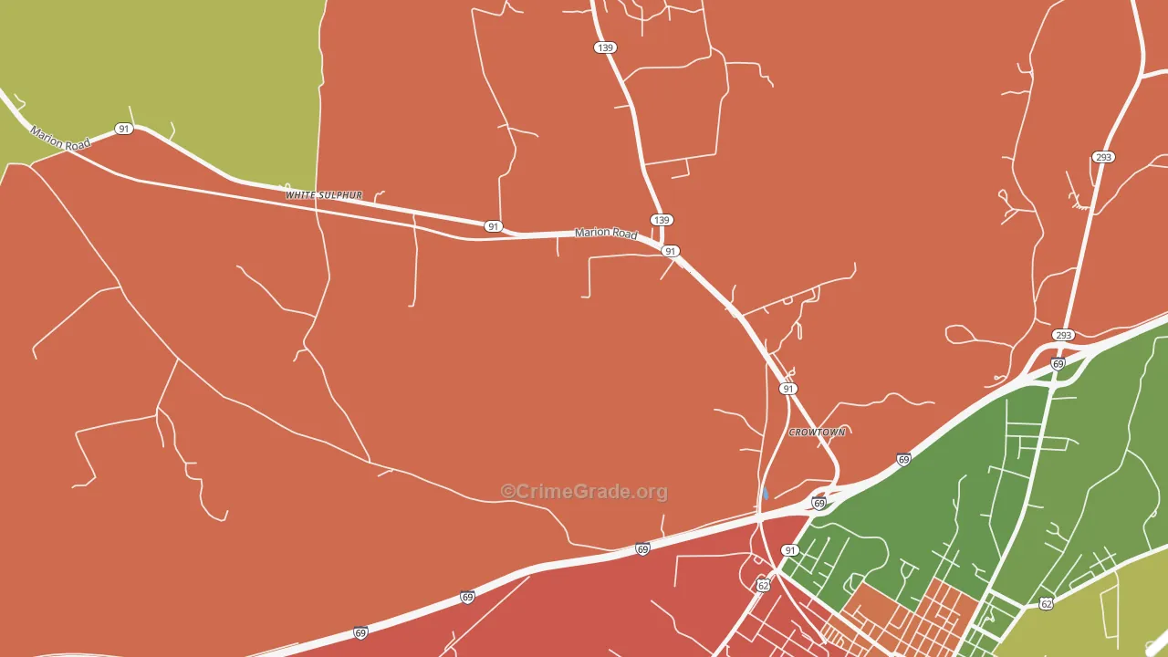 Crowtown, KY Map of Theft Rates