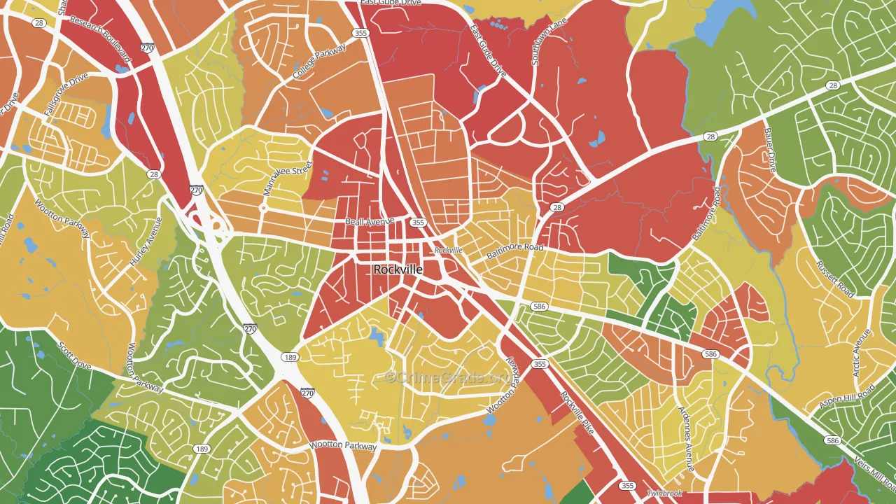 Croydon Park, Rockville, MD Map of Theft Rates