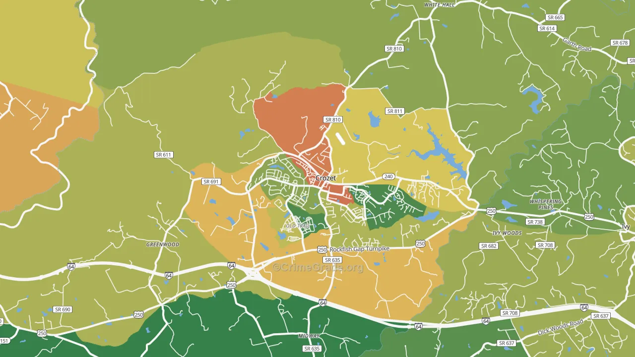 Crozet, VA Map of Theft Rates