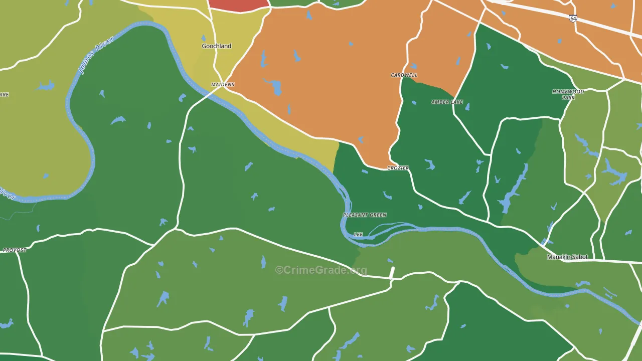 Crozier, VA Map of Theft Rates