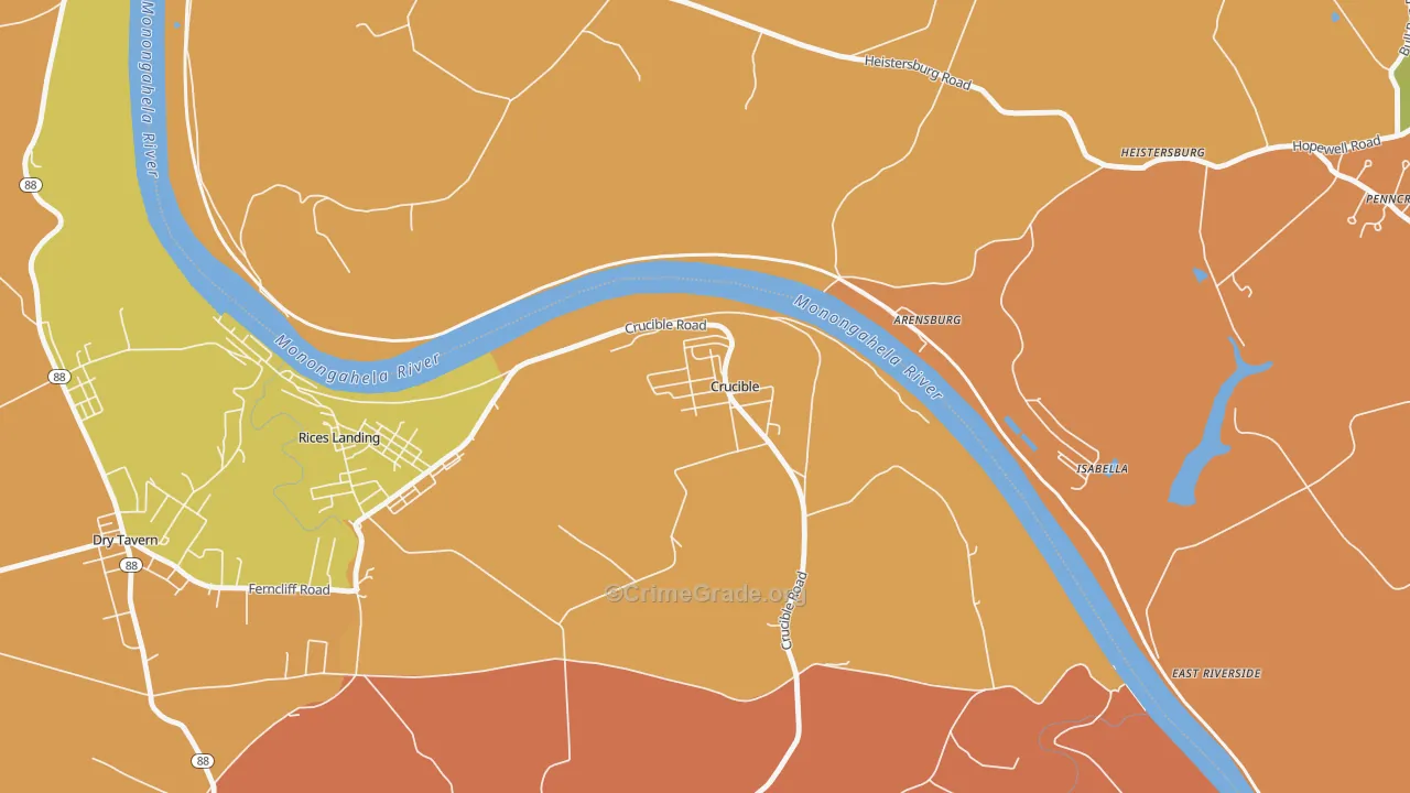 Crucible, PA Map of Theft Rates