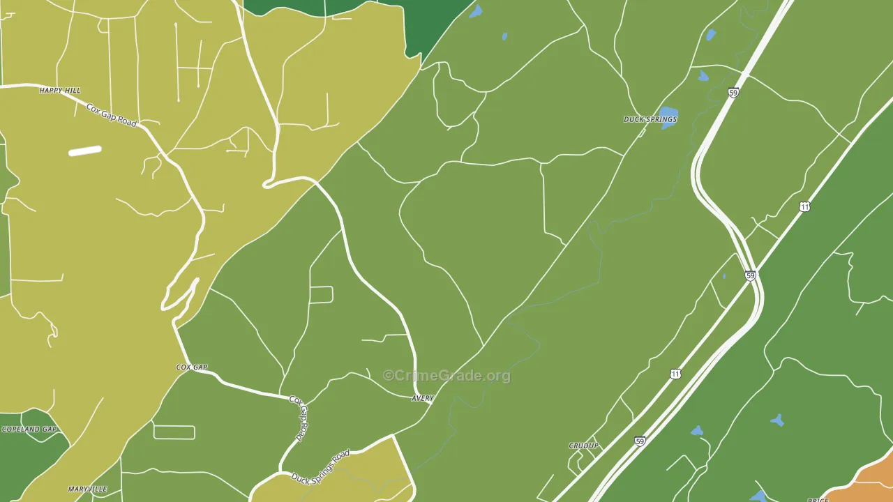 Crudup, AL Map of Theft Rates
