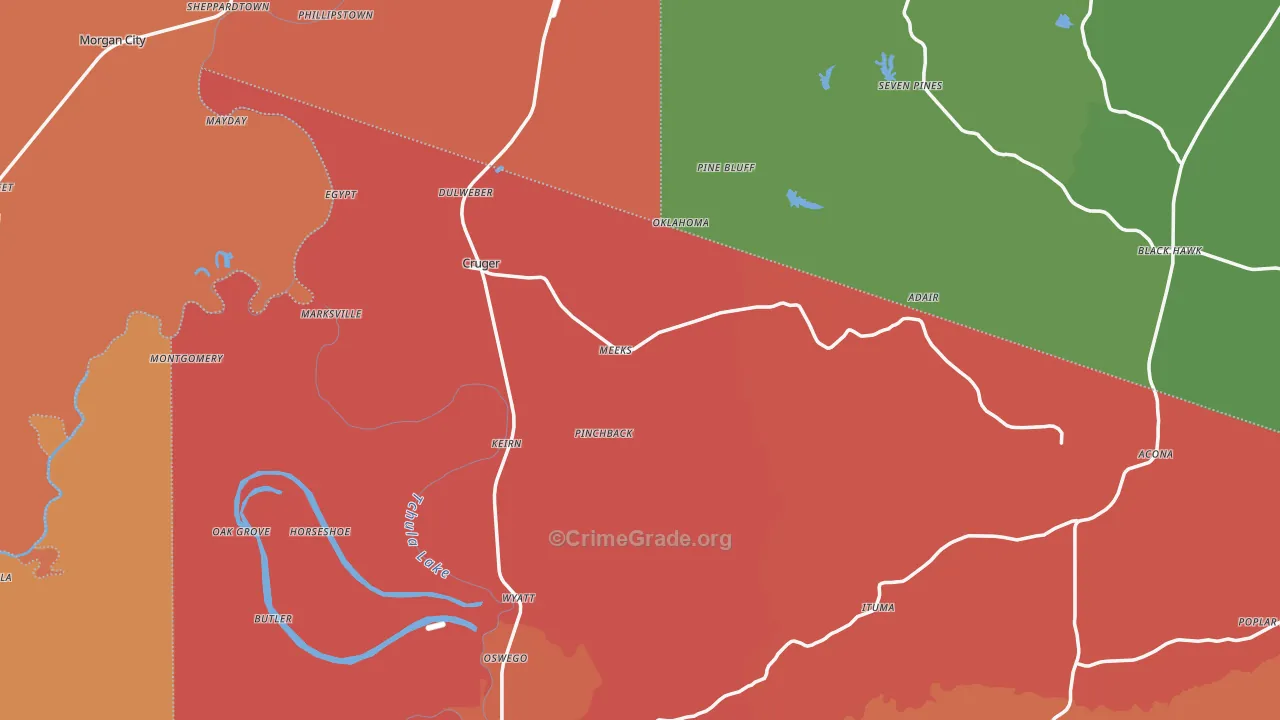 Cruger, MS Map of Theft Rates
