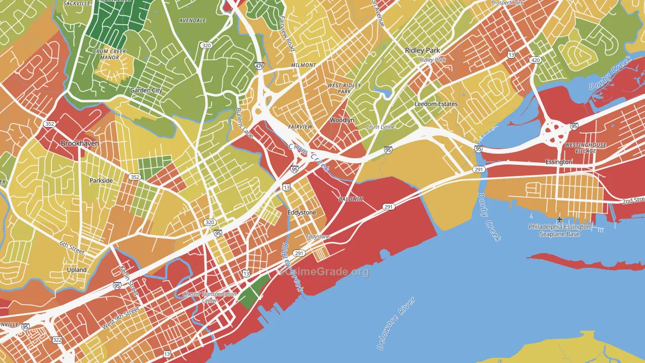 Crum Lynne, PA Map of Theft Rates