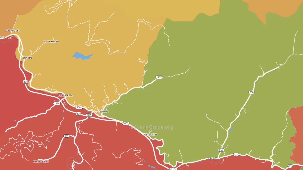 Crummies, KY Map of Theft Rates