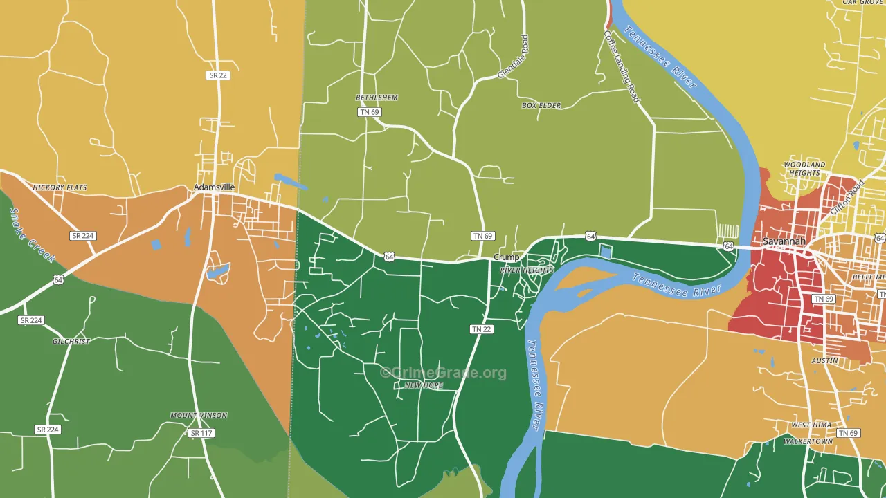 Crump, TN Map of Theft Rates