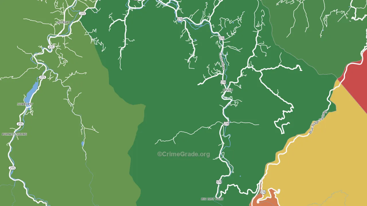 Cruso, NC Map of Theft Rates