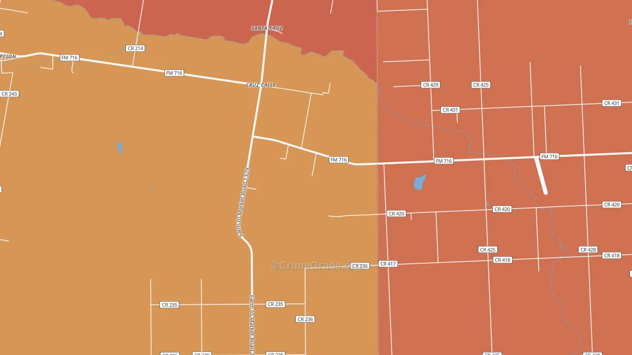 Cruz Calle, TX Map of Theft Rates