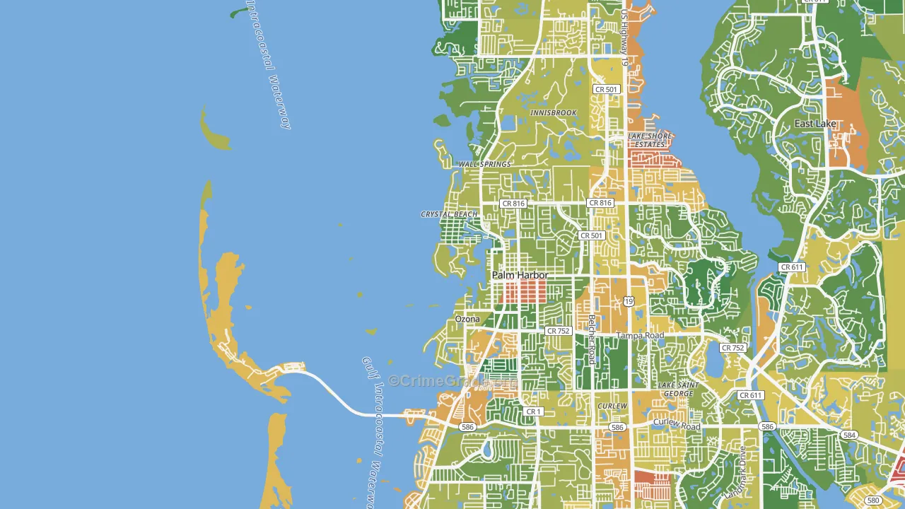 Crystal Beach, FL Map of Theft Rates