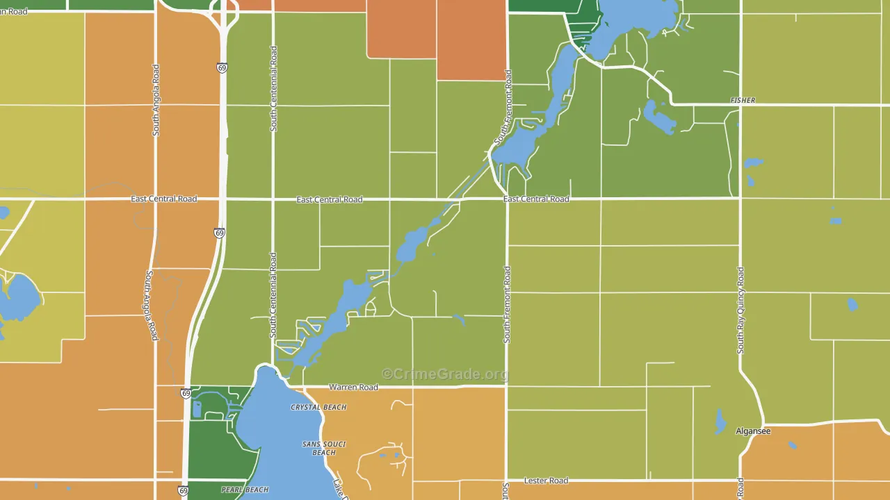 Crystal Beach, MI Map of Theft Rates