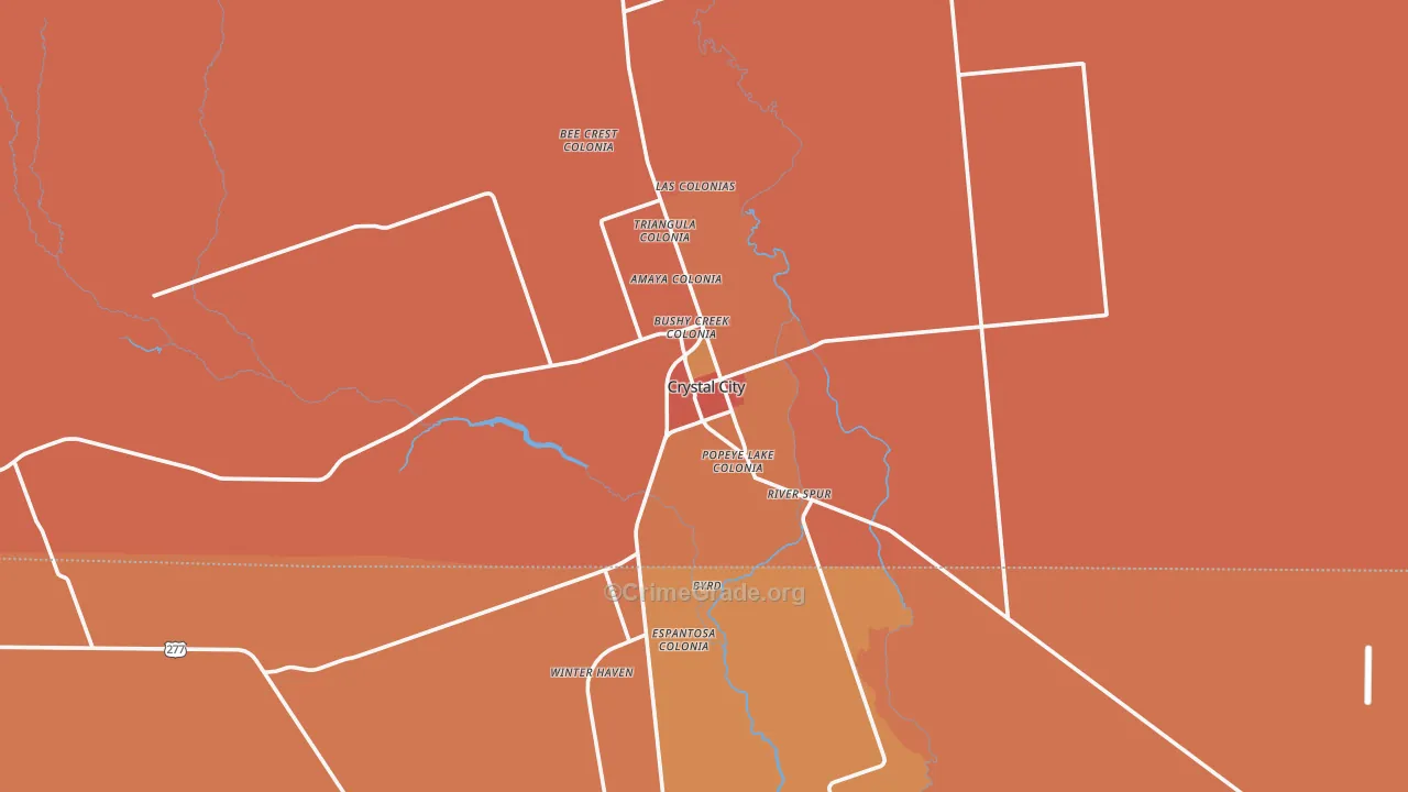 Crystal City, TX Map of Theft Rates