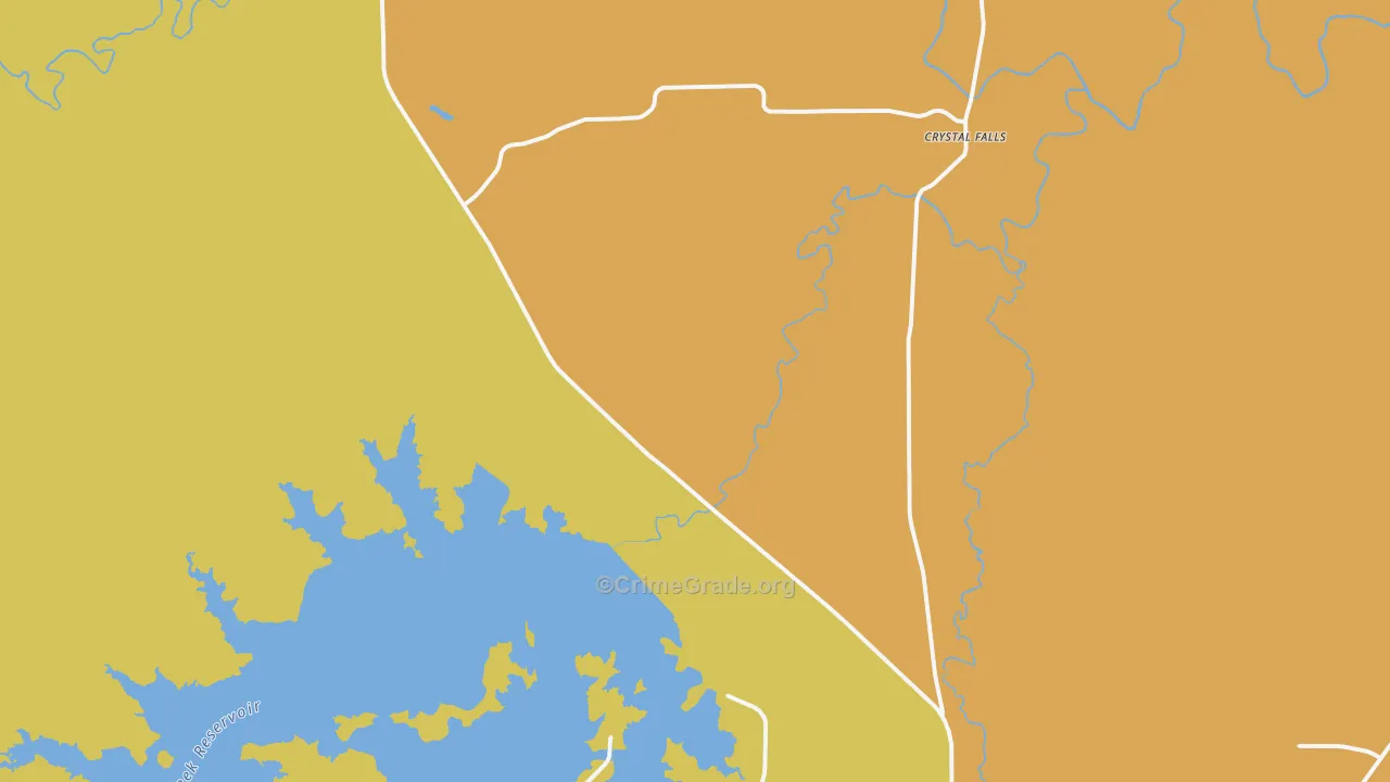 Crystal Falls, TX Map of Theft Rates