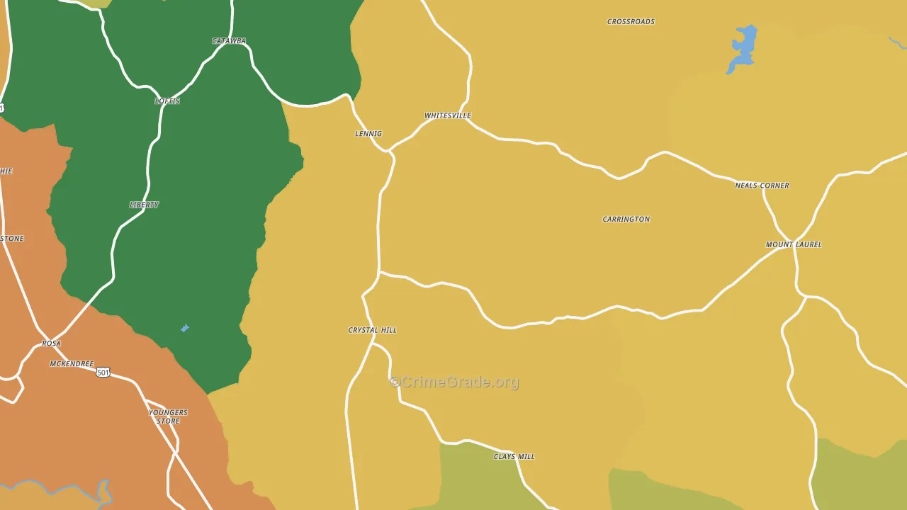 Crystal Hill, VA Map of Theft Rates