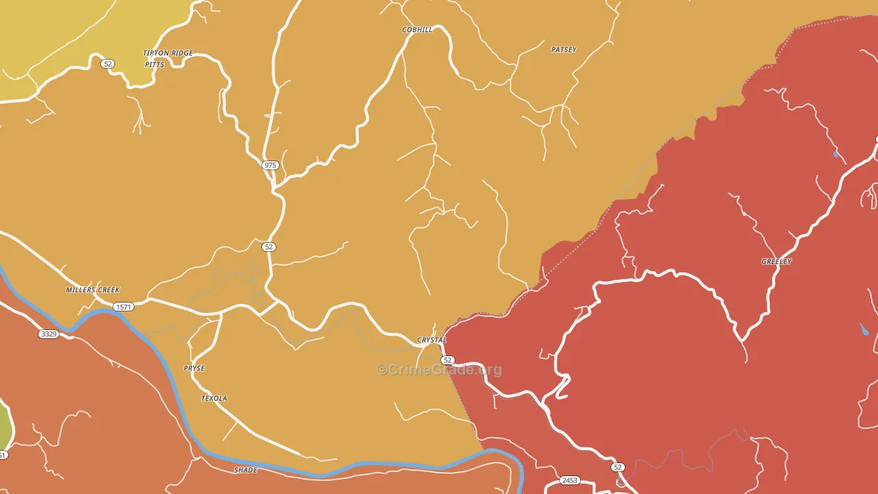 Crystal, KY Map of Theft Rates
