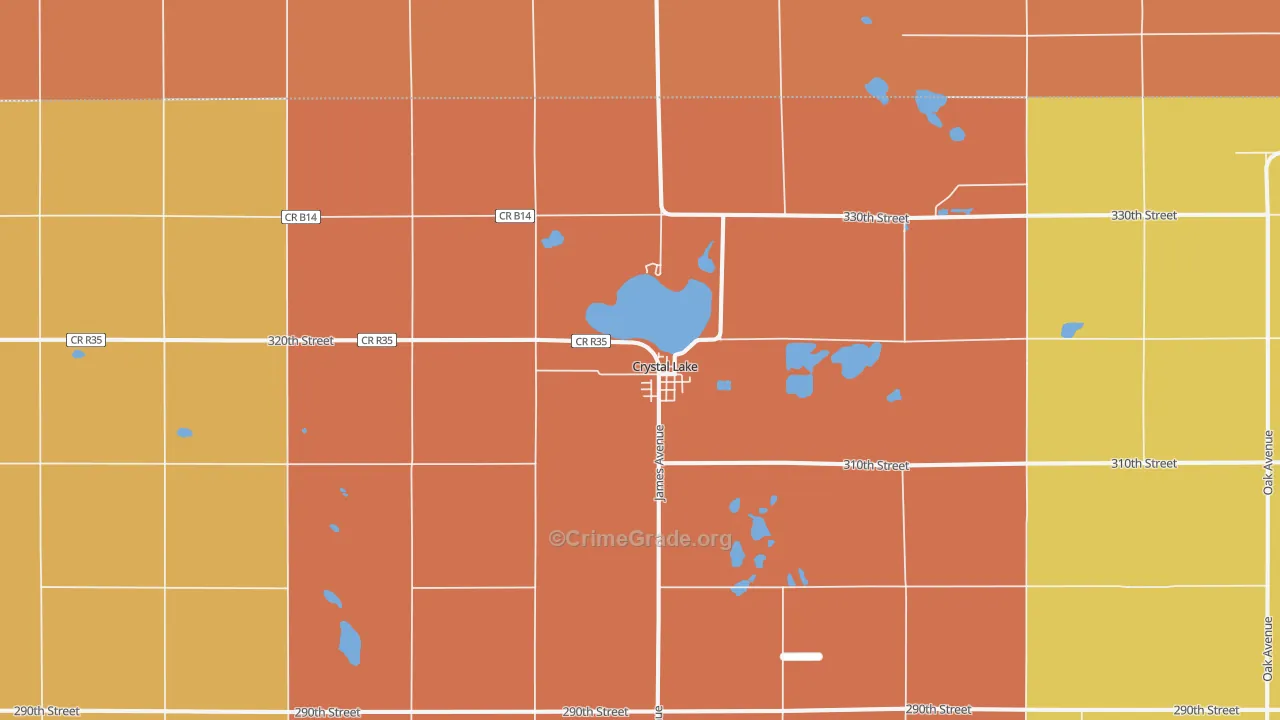 Crystal Lake, IA Map of Theft Rates