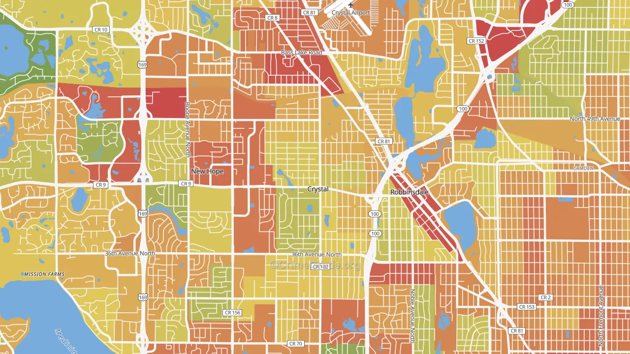 Crystal, MN Map of Theft Rates