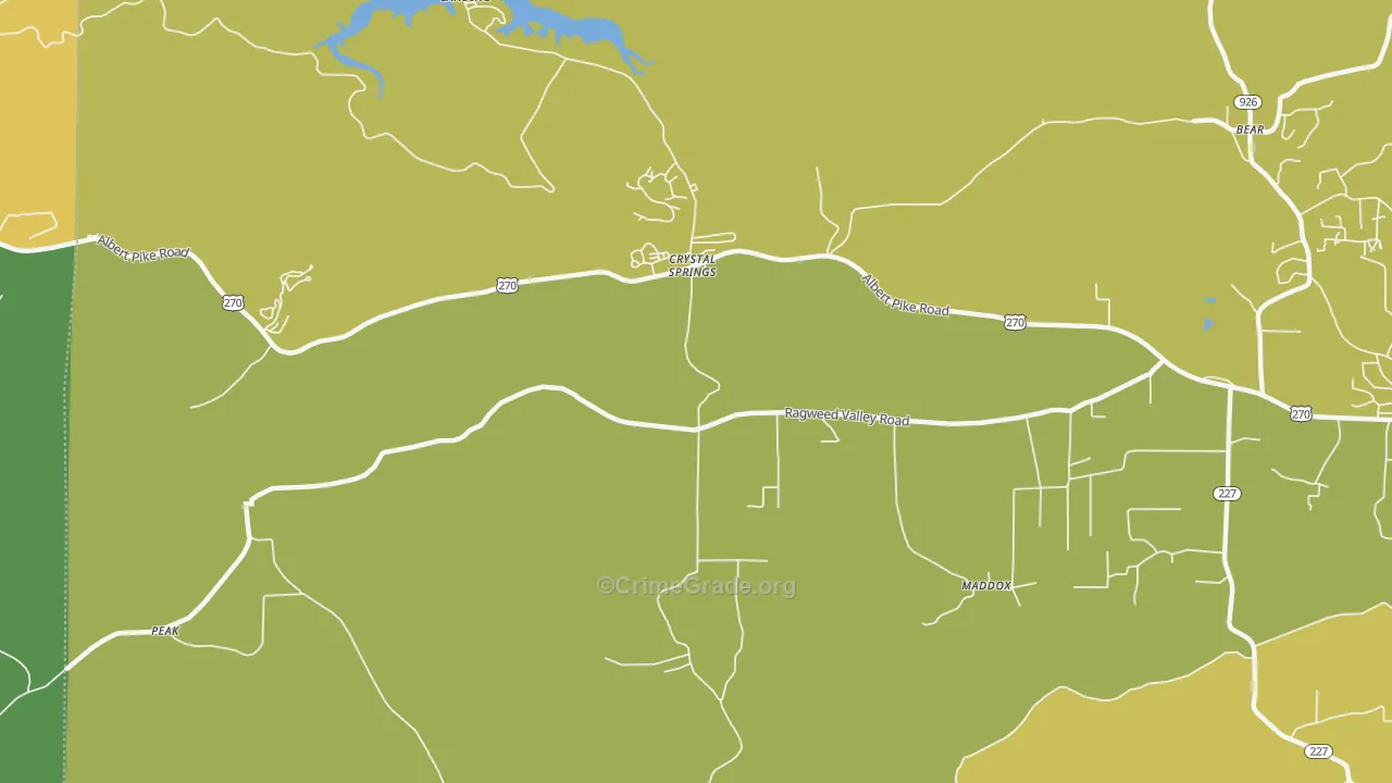Crystal Springs, AR Map of Theft Rates