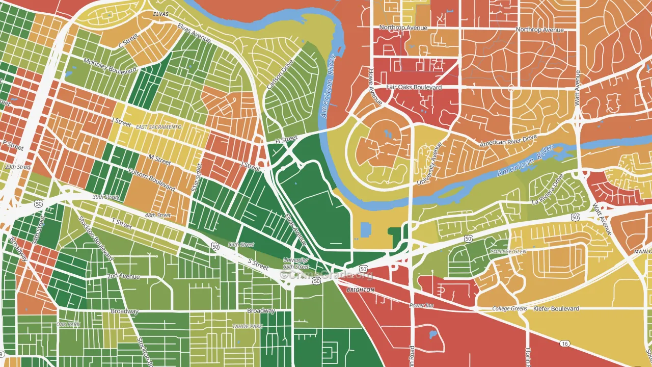 Csus, Sacramento, CA Map of Theft Rates