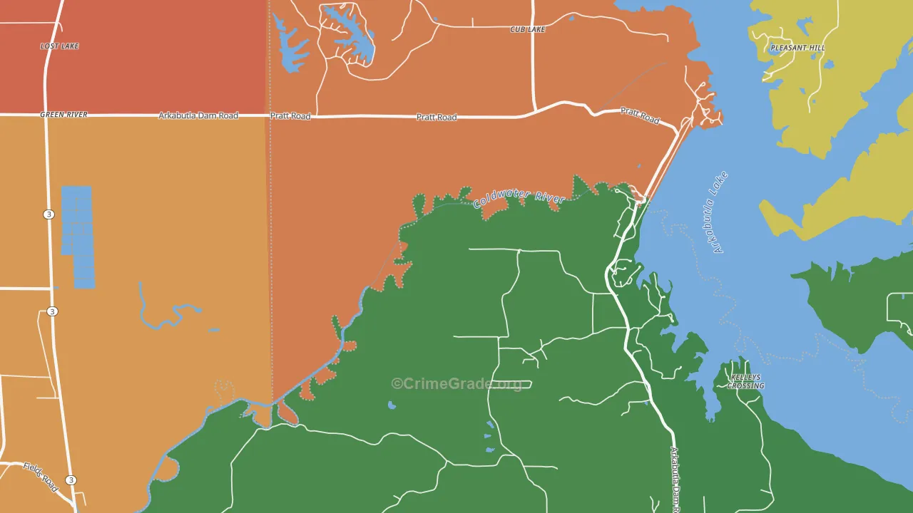 Cub Lake, MS Map of Theft Rates