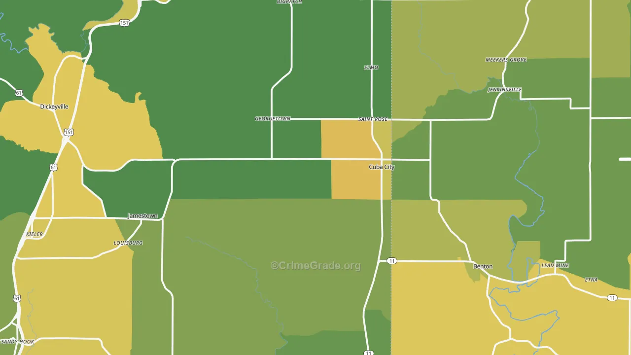 Cuba City, WI Map of Theft Rates