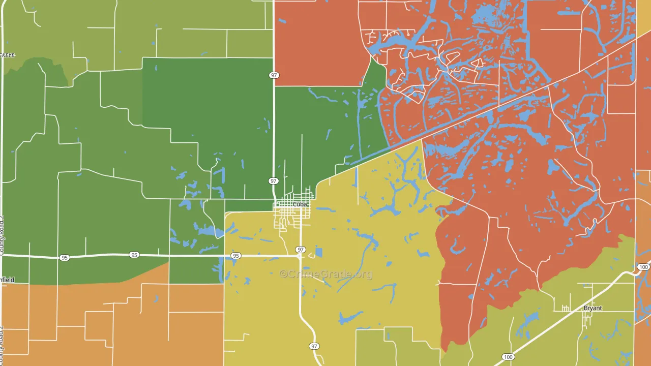Cuba, IL Map of Theft Rates