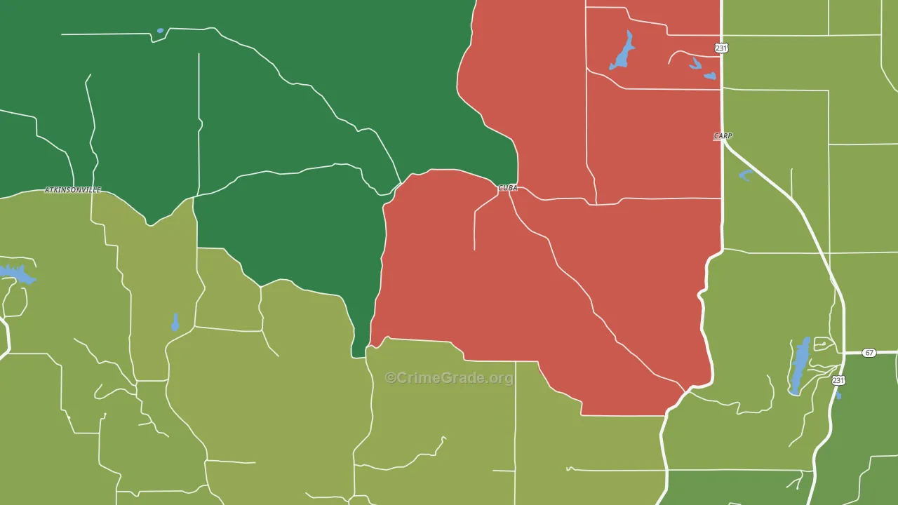 Cuba, IN Map of Theft Rates