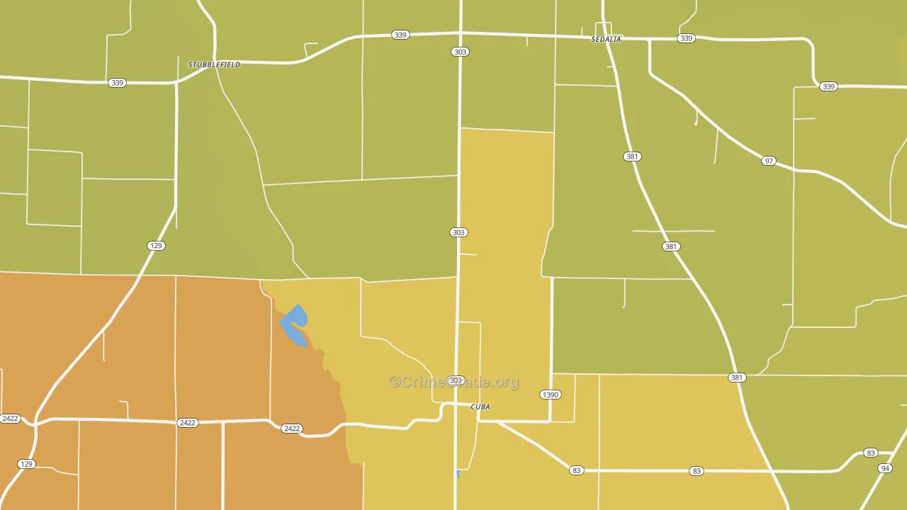 Cuba, KY Map of Theft Rates