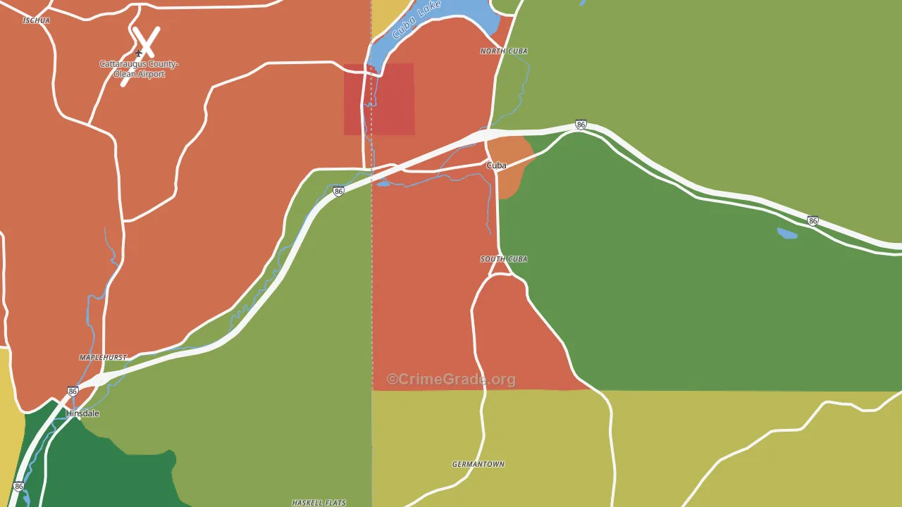 Cuba, NY Map of Theft Rates